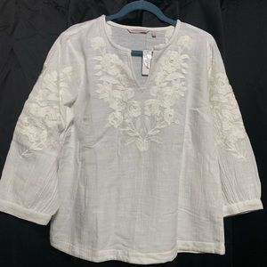 Soft Surroundings White Embroidered Tunic Women’s Size Large New With Tags